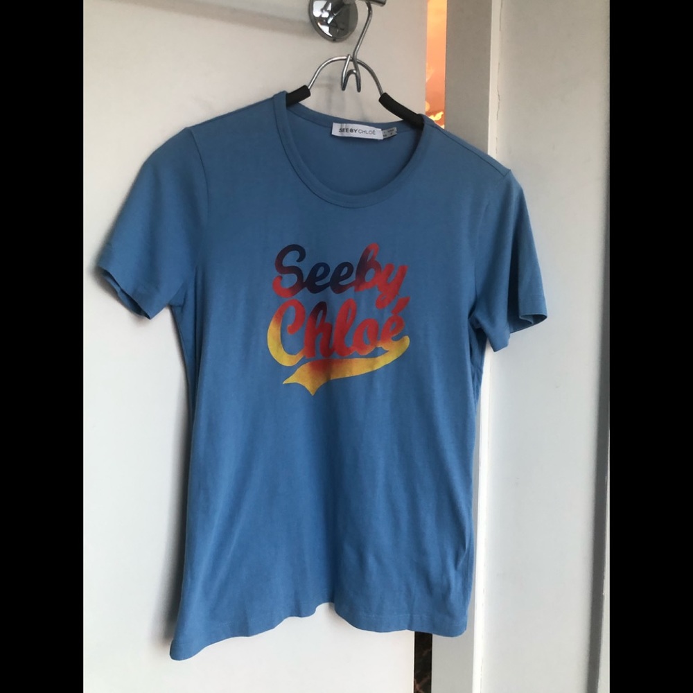Sz 2 never worn See By Chloe blue logo t shirt